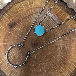 Silver & Turquoise Layered Necklace Set